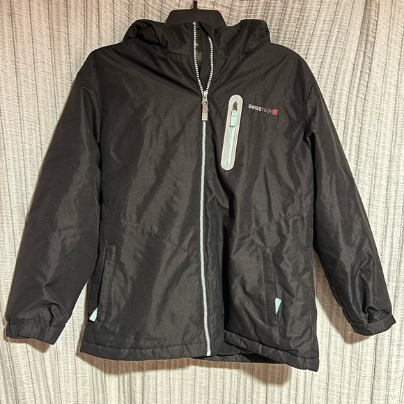 Swiss Tech Other - Swiss Tech Kids Black Winter Coat with Aqua Accents